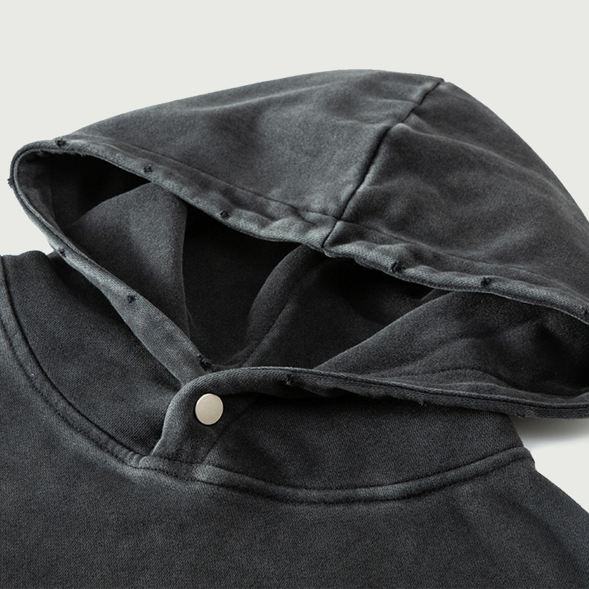 Unisex Snow Wash Snap Collar Hoodie