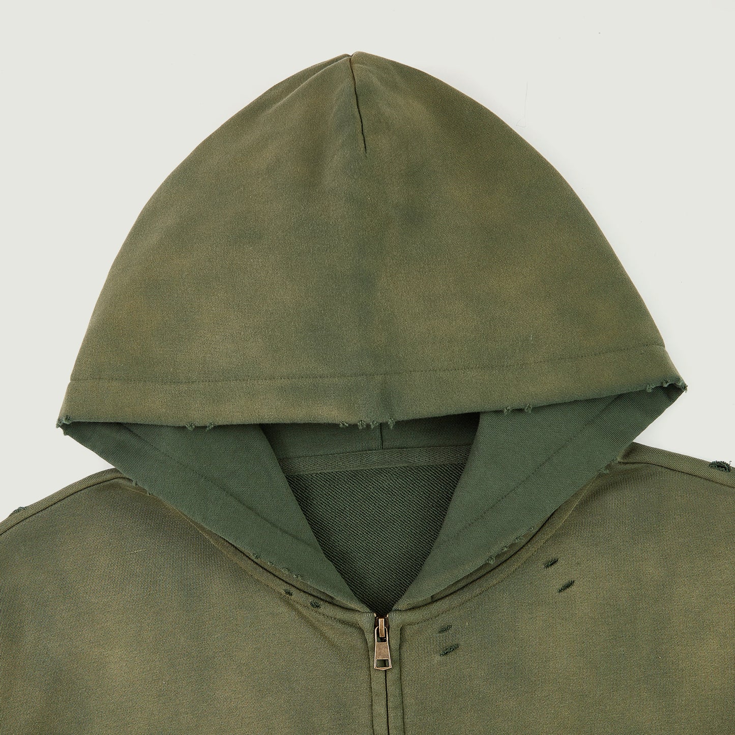 Unisex Sun Faded Distressed Full-zip Hoodie